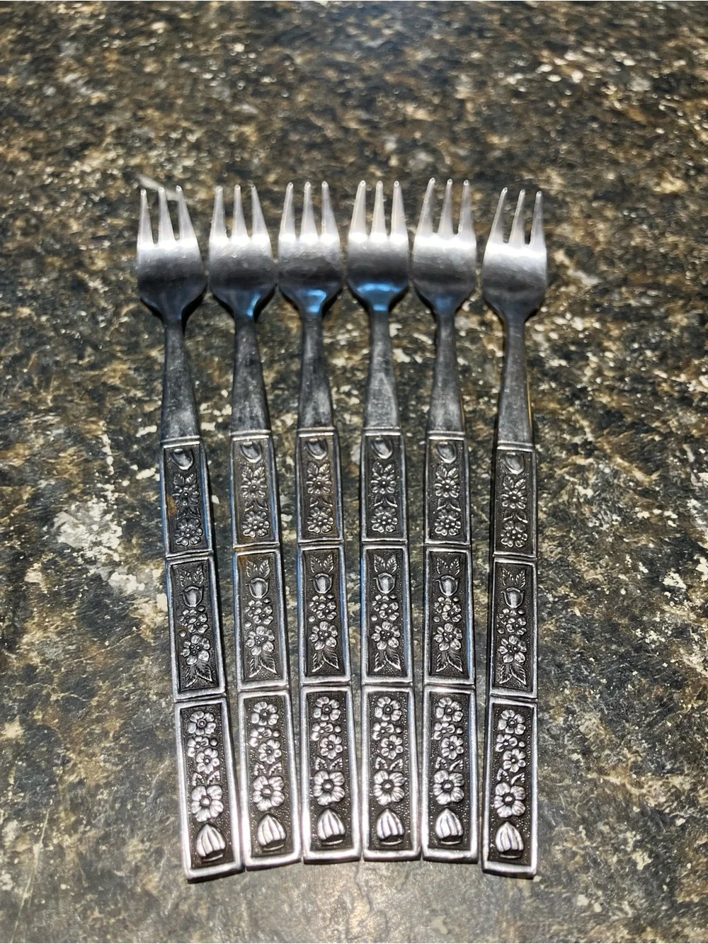 Northland spring fever flowered 6 pc cocktail / seafood forks stainless steel